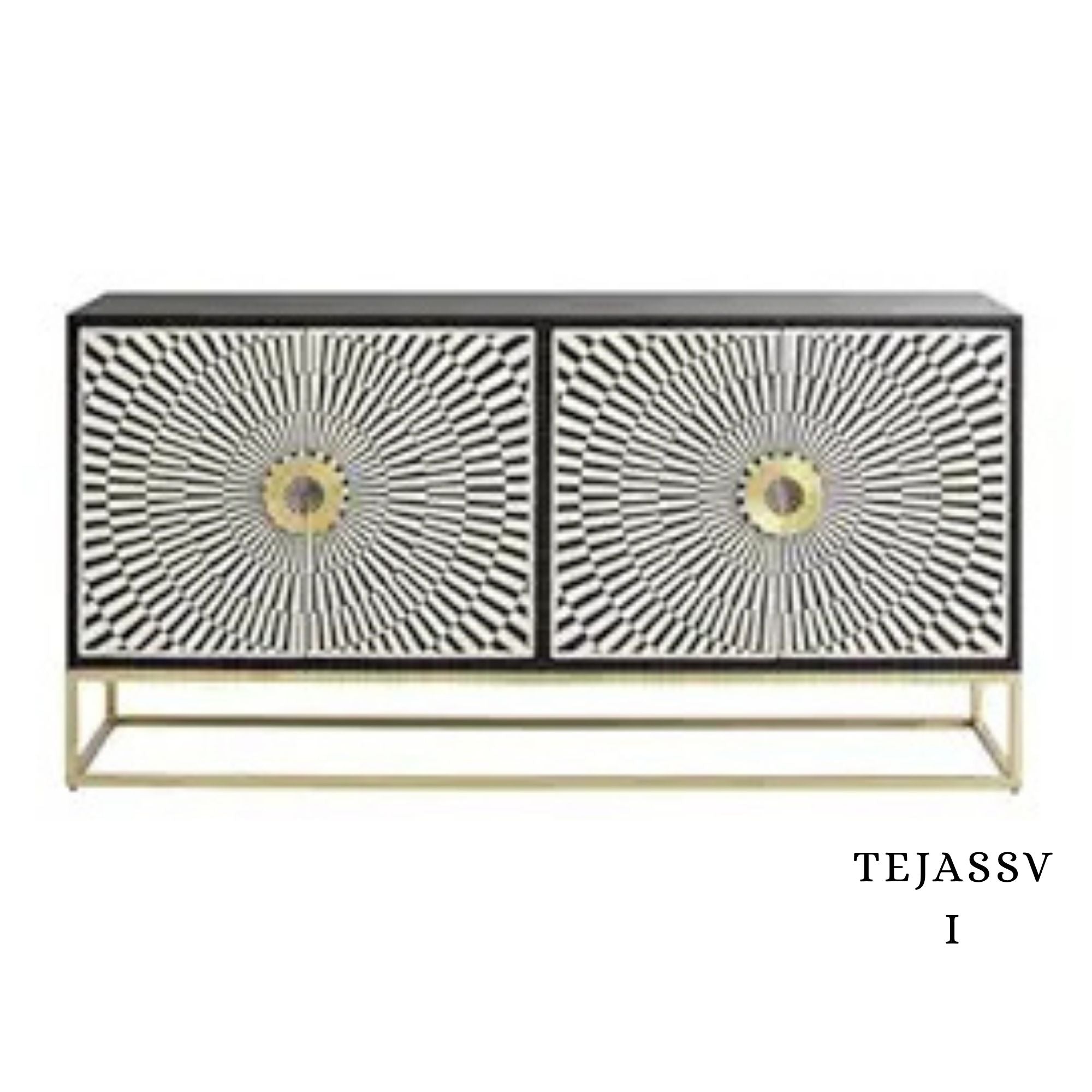 Bone Inlay Sideboard /  Wooden Bone inlay 4 Door Dresser / Bone Inlay TV Unit  / Bone inlay Buffet / Large Dresser /  Storage Unit.