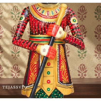 Wooden Hand-Painted Chowkidar / Hand-Painted Rajasthani Wooden Statues /Decorative Painting Chowkidar / Home and Hotel door Chowkidar / Decorative Chowkidar.