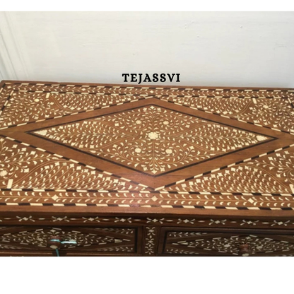 Handmade Wood Bone Inlay Modern Sideboards / Wood Bone Inlay Console | Wood Bone Inlay Cabinet With 4 Drawer Furniture  | Wooden Chest of Drawer | Luxury Furniture.