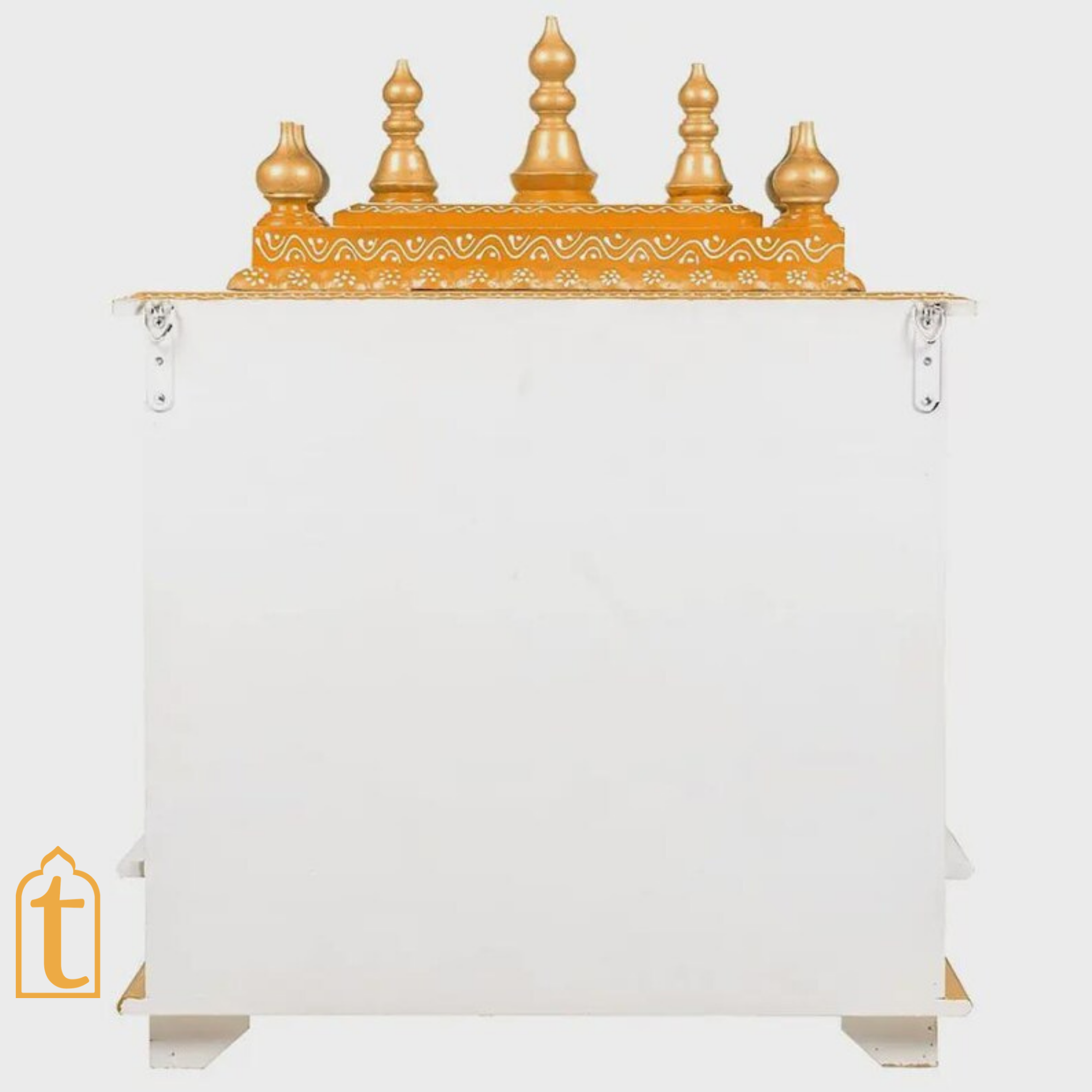 Handcrafted Wooden Hindu Temple Mandir: White & Gold Pooja Ghar