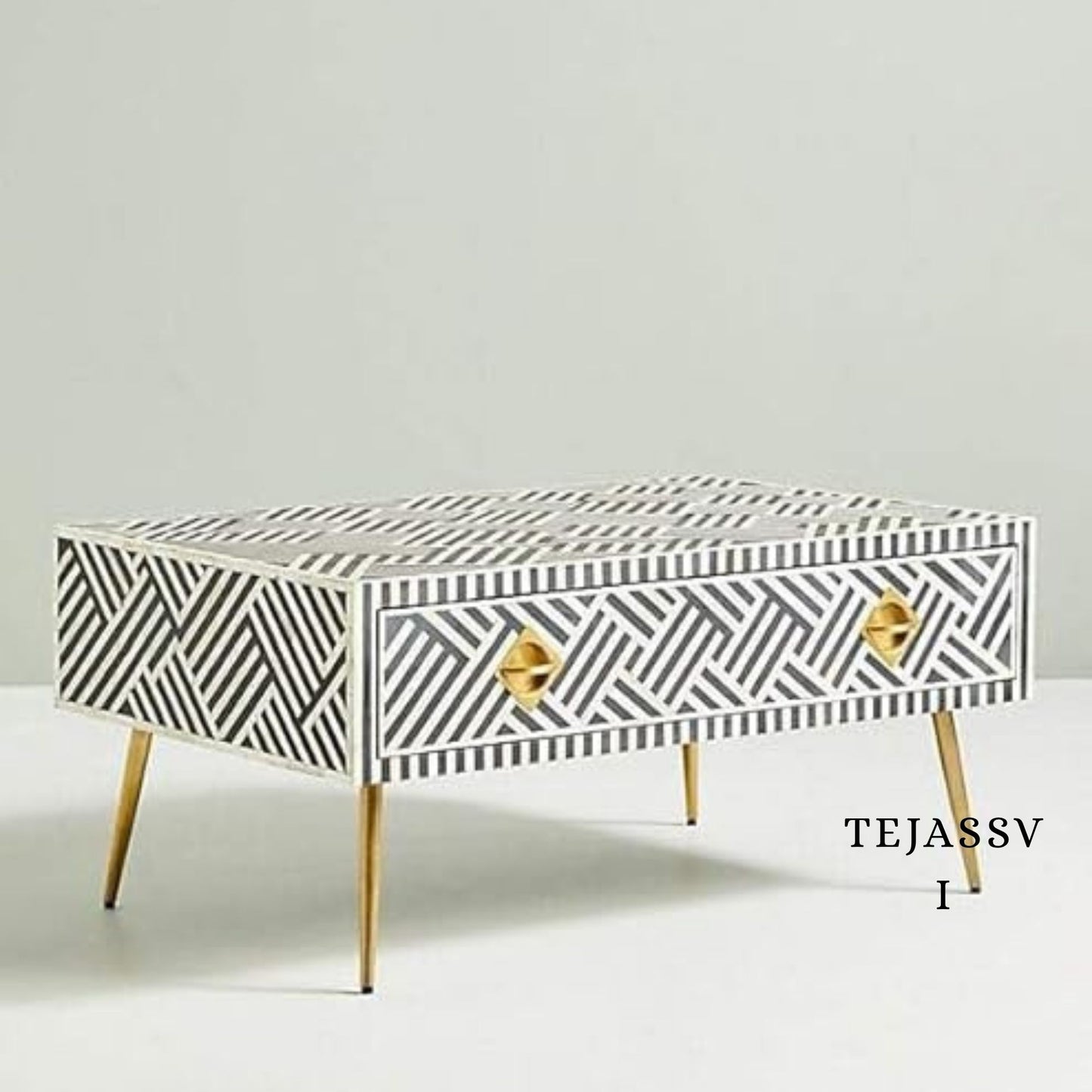 Wood Inlay Coffee Table / wood Inlay Coffee Table / Coffee Table / Strip Design Centre Table / wood Inlay Cocktail Table .
