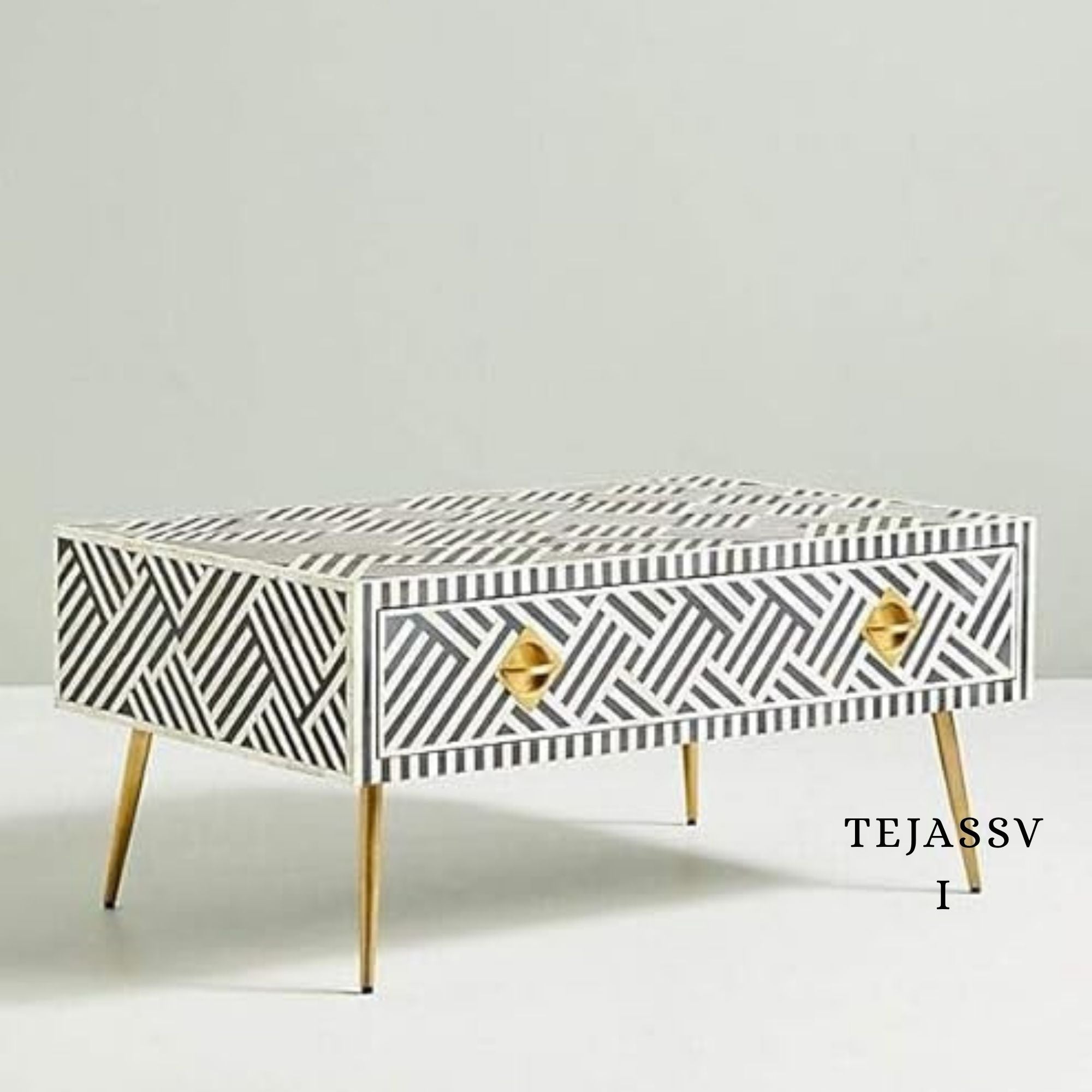 Wood Inlay Coffee Table / wood Inlay Coffee Table / Coffee Table / Strip Design Centre Table / wood Inlay Cocktail Table .