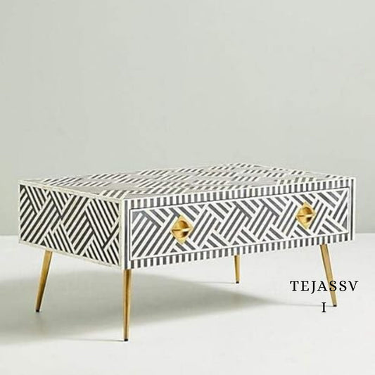Wood Inlay Coffee Table / wood Inlay Coffee Table / Coffee Table / Strip Design Centre Table / wood Inlay Cocktail Table .