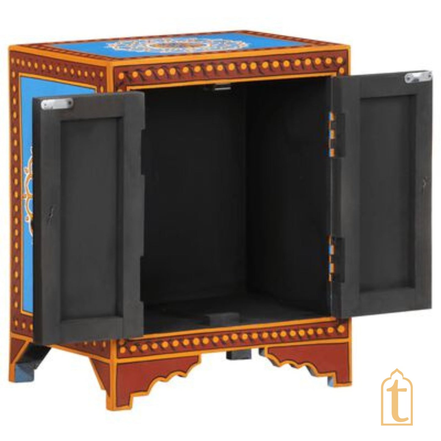 Wooden painted bedside table / bedside cabinet with hand painting/ Bedside cupboard/ Indian painted bedside cabinet/ painted bedside.