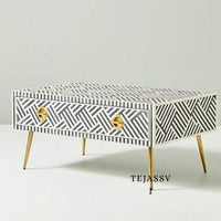 Wood Inlay Coffee Table / wood Inlay Coffee Table / Coffee Table / Strip Design Centre Table / wood Inlay Cocktail Table .