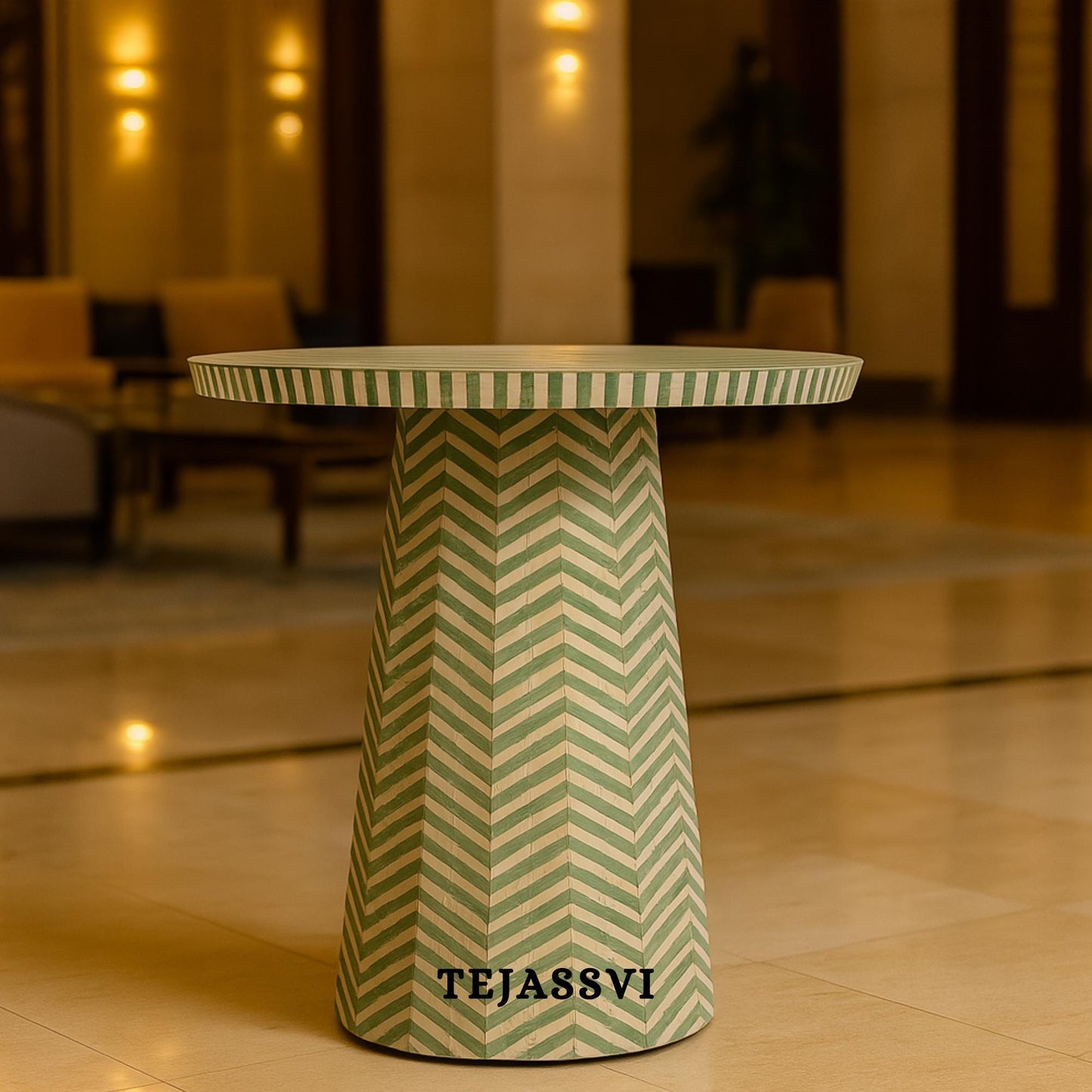 Handmade BONE INLAY Round Coffee Table, Wooden Dining TABLE, Round Center Table, Bone Inlay Furniture Cocktail Table,Modern Luxury furniture