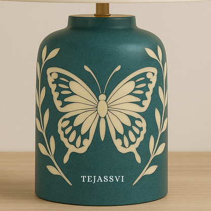 Wooden Bone Inlay Butterfly Pattern Lamp for Bedroom / Bone Inlay Bed Room Lamp / Bedroom Décor Lamp / Handmade Inlay Table Lamp Home Décor Accent Light