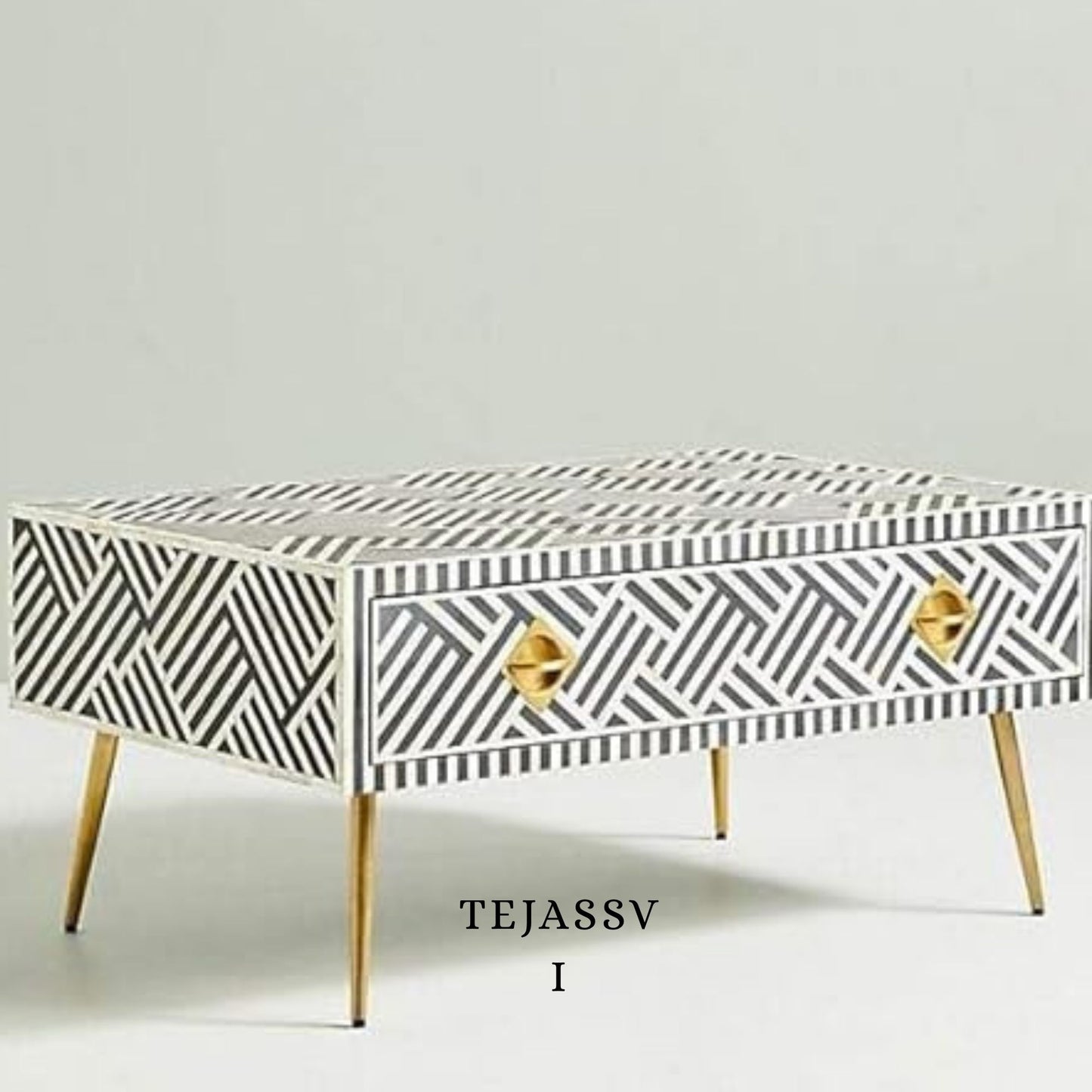 Wood Inlay Coffee Table / wood Inlay Coffee Table / Coffee Table / Strip Design Centre Table / wood Inlay Cocktail Table .