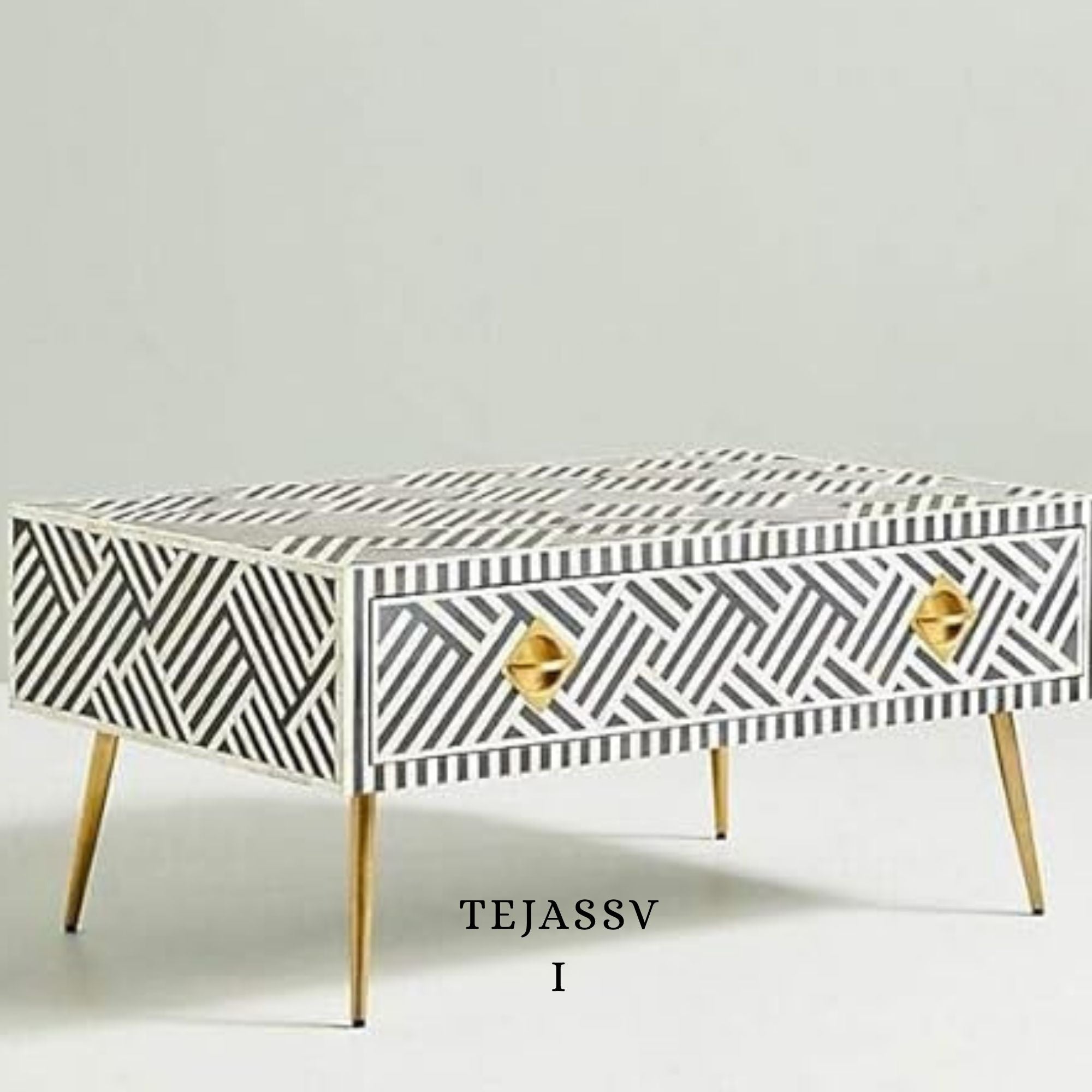 Wood Inlay Coffee Table / wood Inlay Coffee Table / Coffee Table / Strip Design Centre Table / wood Inlay Cocktail Table .
