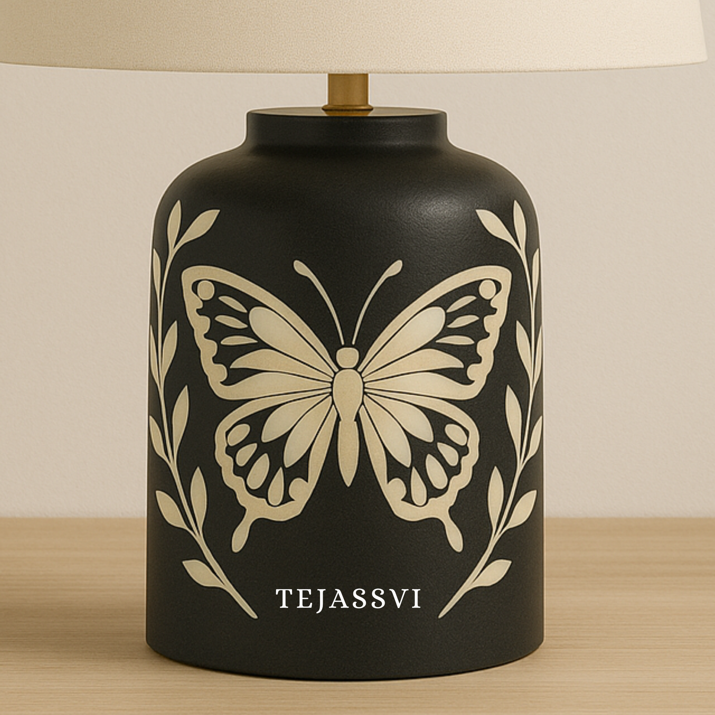 Wooden Bone Inlay Butterfly Pattern Lamp for Bedroom / Bone Inlay Bed Room Lamp / Bedroom Décor Lamp / Handmade Inlay Table Lamp Home Décor Accent Light