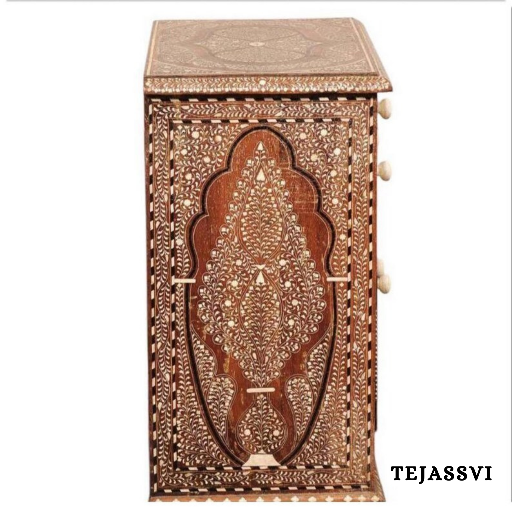 Handmade Wood Bone Inlay Modern Sideboards / Wood Bone Inlay Console | Wood Bone Inlay Cabinet With 4 Drawer & 2 Door Furniture  | Wooden Sideboards | Luxury Furniture.