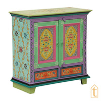 Wooden Hand Painted Hand painted Wooden Chest Drawers / Side Table | Small Chest of Drawer for Living Room | Traditional Side Table with Drawers.