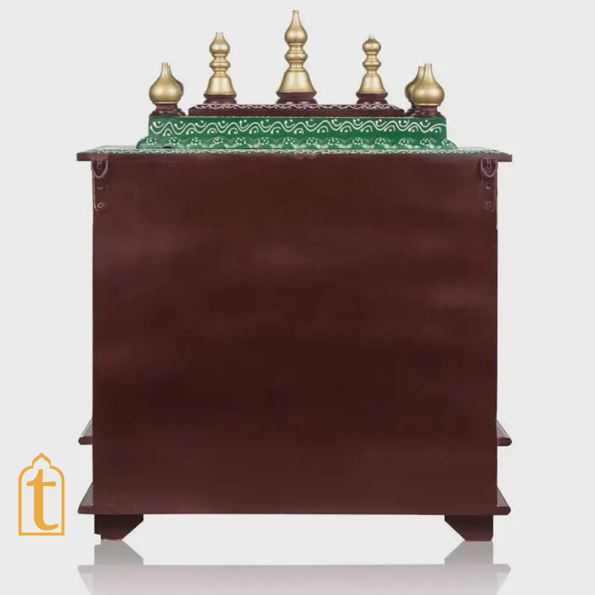 Handcrafted Wooden Wall Mounted Mandir: Home Pooja Ghar with Drawers