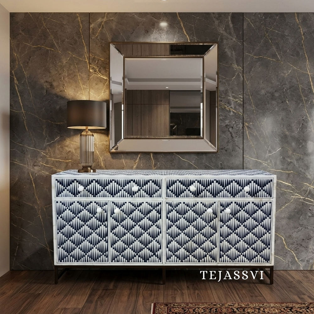 Bone Inlay Furniture - Bone inlay Sideboard With Brass Leg / Bone Inlay Chest of Drawers / Bone Inlay Drawers Dresser / Bone Inlay Console.