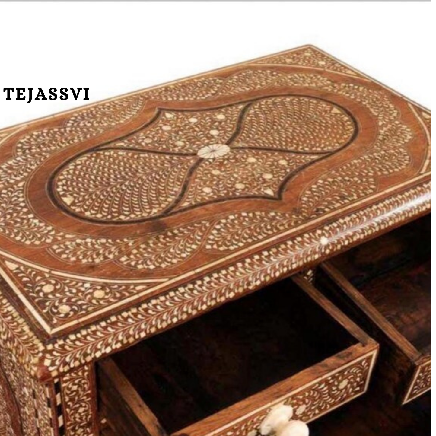 Handmade Wood Bone Inlay Modern Sideboards / Wood Bone Inlay Console | Wood Bone Inlay Cabinet With 4 Drawer & 2 Door Furniture  | Wooden Sideboards | Luxury Furniture.