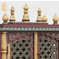 Handcrafted Wooden Wall Mounted Mandir: Home Pooja Ghar with Drawers