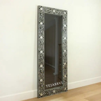 MOP Inlay Large Mirror Black Resin Wall Hanging Décor Mirror for Home