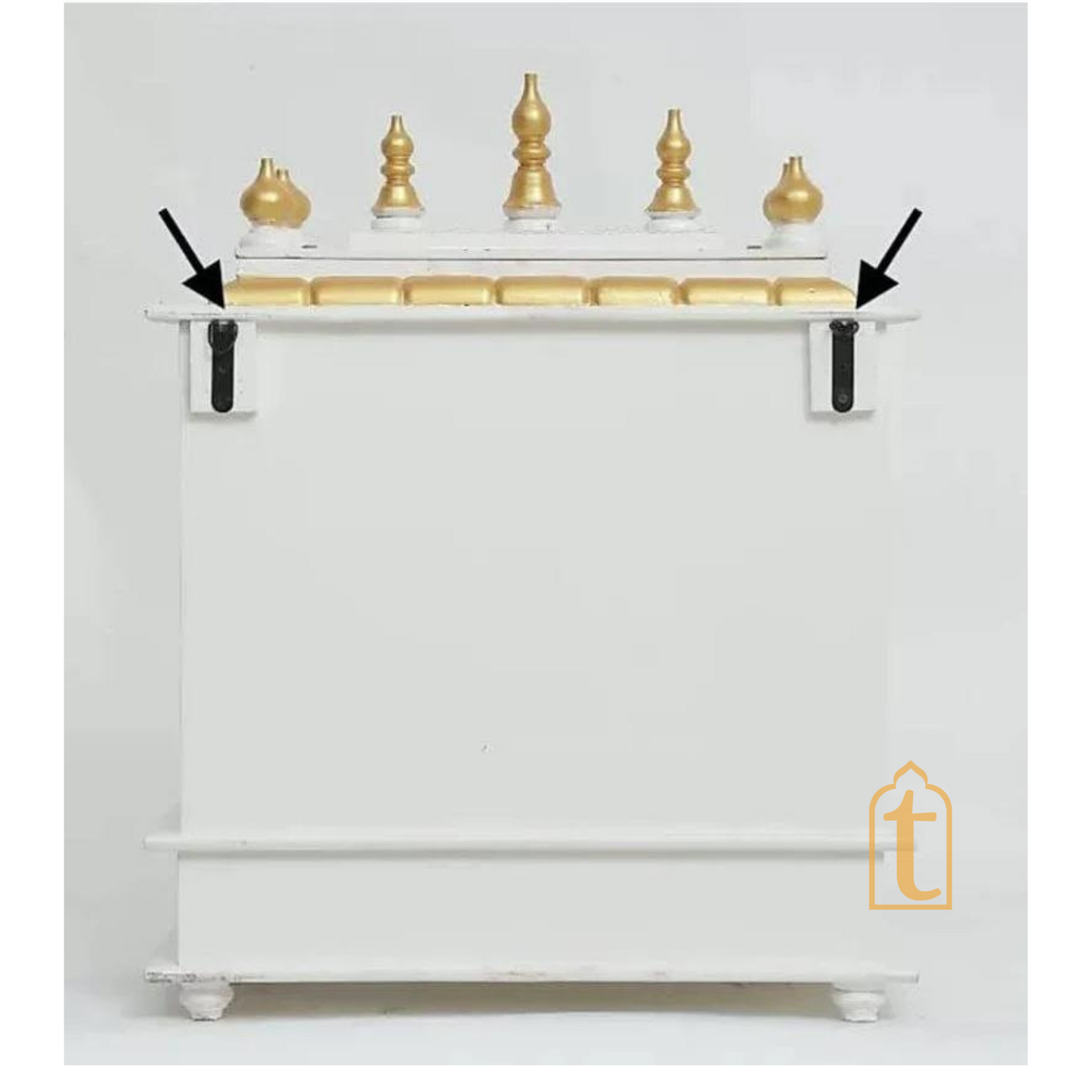 Brown Wooden Temple with Door | Handmade Wall Mounted Pooja Mandir | Large Home Prayer Altar for Diwali