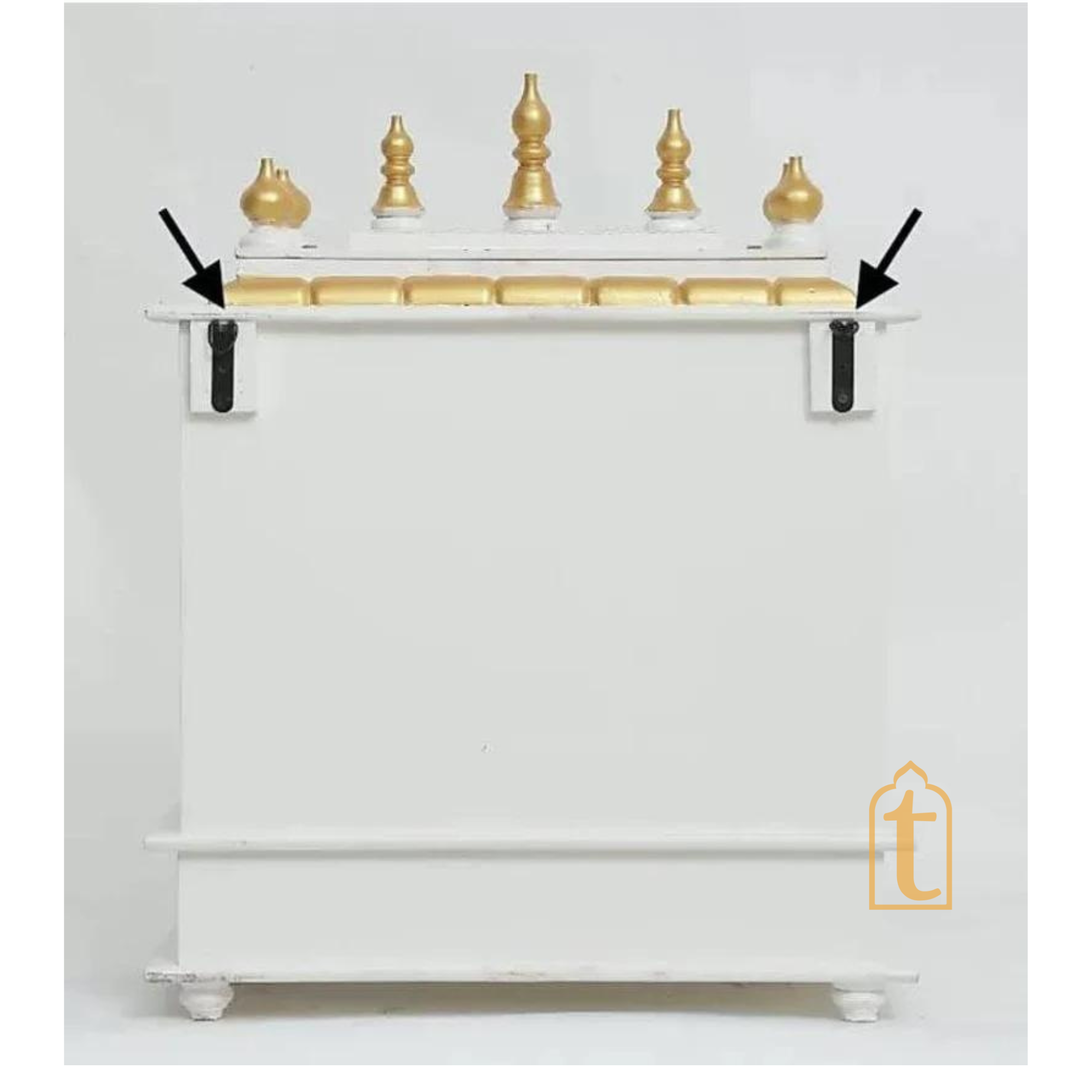 Brown Wooden Temple with Door | Handmade Wall Mounted Pooja Mandir | Large Home Prayer Altar for Diwali