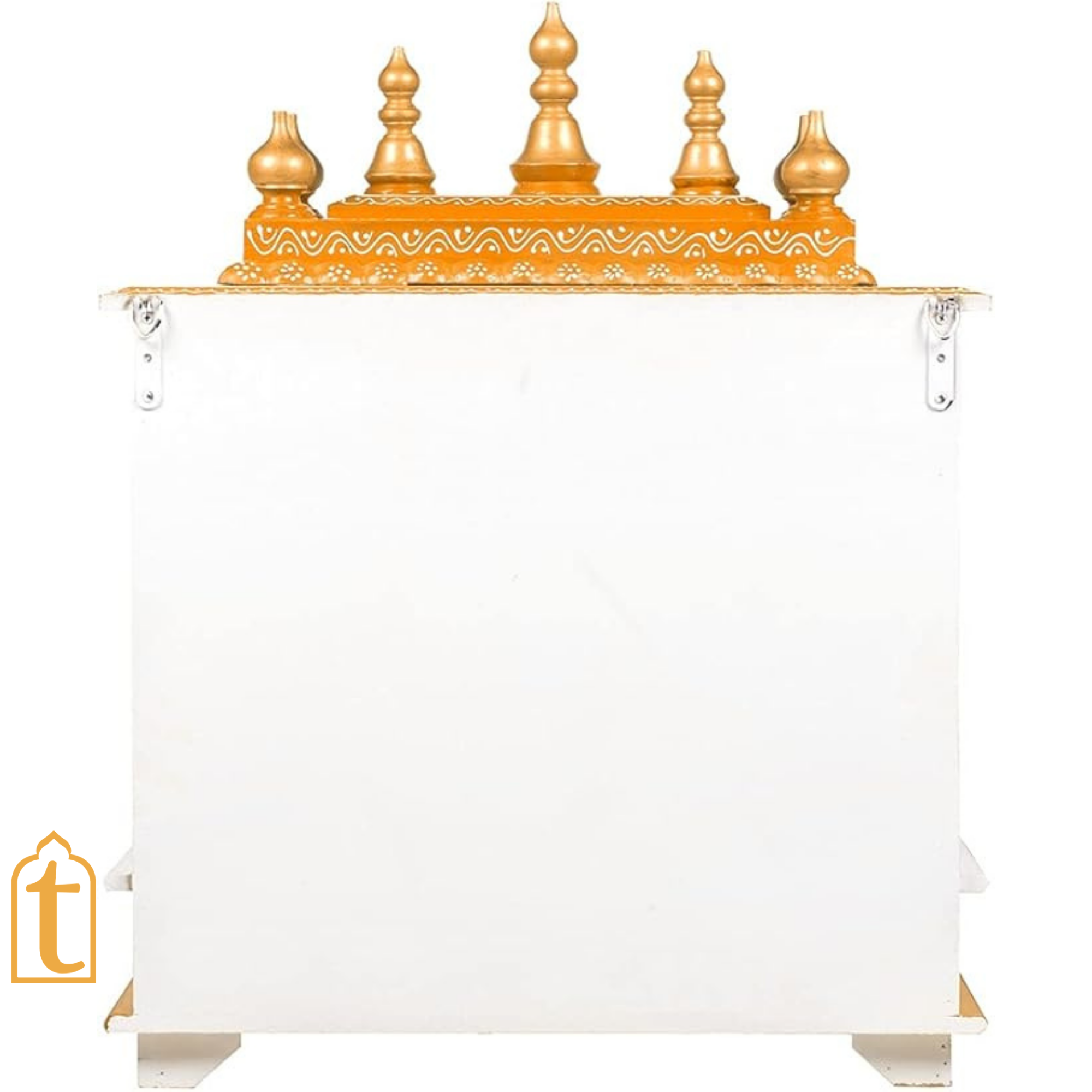 Handcrafted Wooden Temple Mandir White and Blue Finish Wall Mounted Pooja Ghar