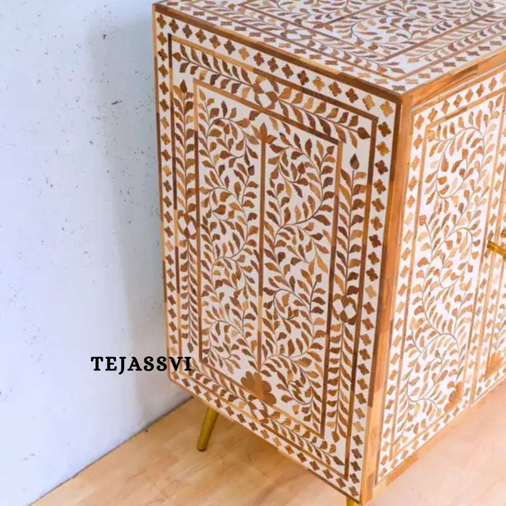 Handmade Wood Inlay Sideboards / Wood Inlay Console / Wood Inlay Chest of Drawer / Luxury Furniture / Wood Inlay Cabinet with Door & Drawer .