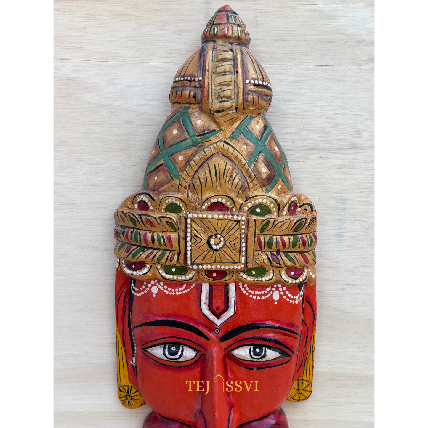 Hand-Carved Wooden Tirupati Balaji Idol - 16.5"/ wooden hand carving frame / wooden Art frame for wall décor.
