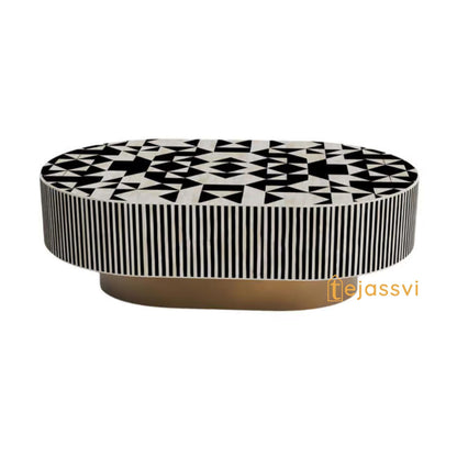 OvalShape Wooden Coffee Table/Mother of Pearl/Bone Inlay Centre Table/MOP Inlay Furniture Cocktail Table/Modern Luxury Furniture/CoffeeTable