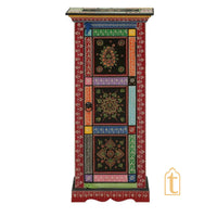 Indian Hand Painted Solid Wood Hand-Painted 1 Door Wardrobe / Wooden Handmade Indian Painted Wooden Small Cabinet / Wooden Wardrobe.