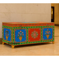 Indian Wooden Hand Painted Storage Trunk / Treasure Chest / Wooden Furniture Home and living / Painted Storage Hand Painted Indian Jewelry / Treasure Box.