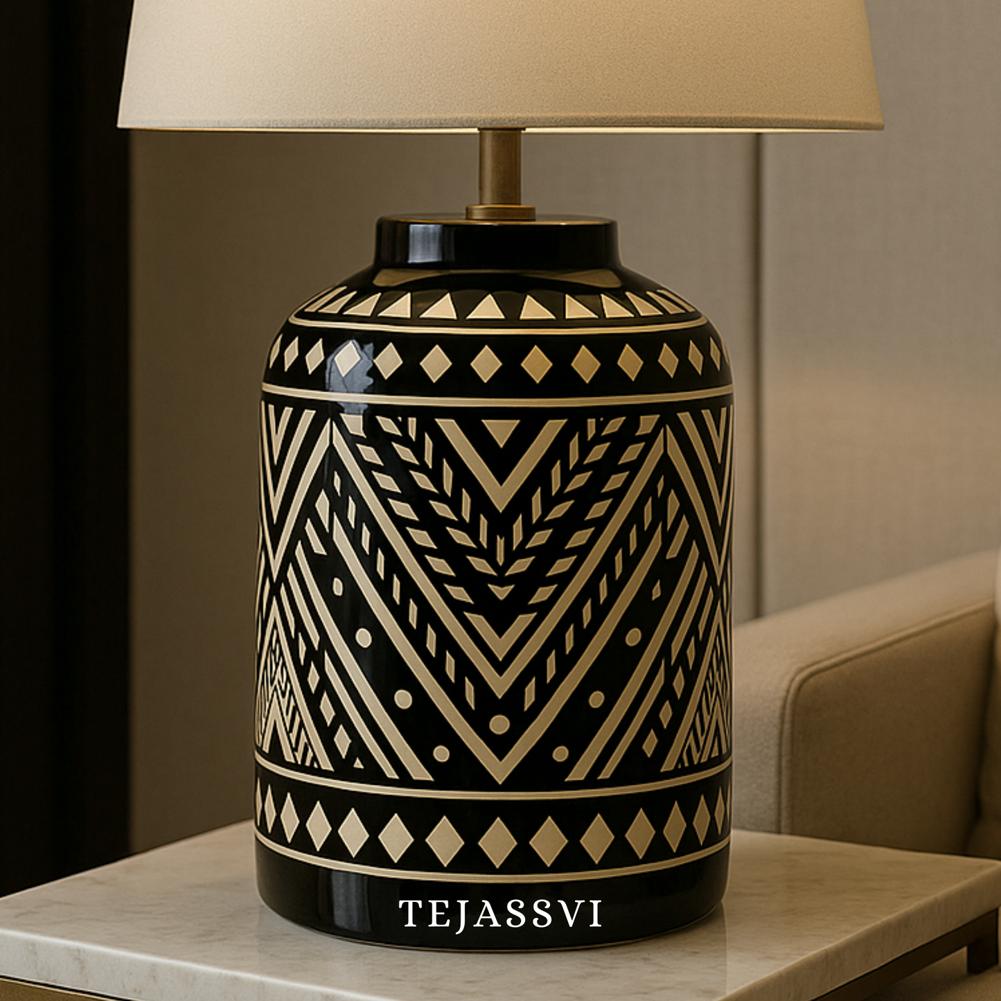 Wooden Bone Inlay Lamp for Bedroom / Bone Inlay Bed Room Lamp / Bedroom Décor Lamp / Handmade Inlay Table Lamp Home Decor Accent Light