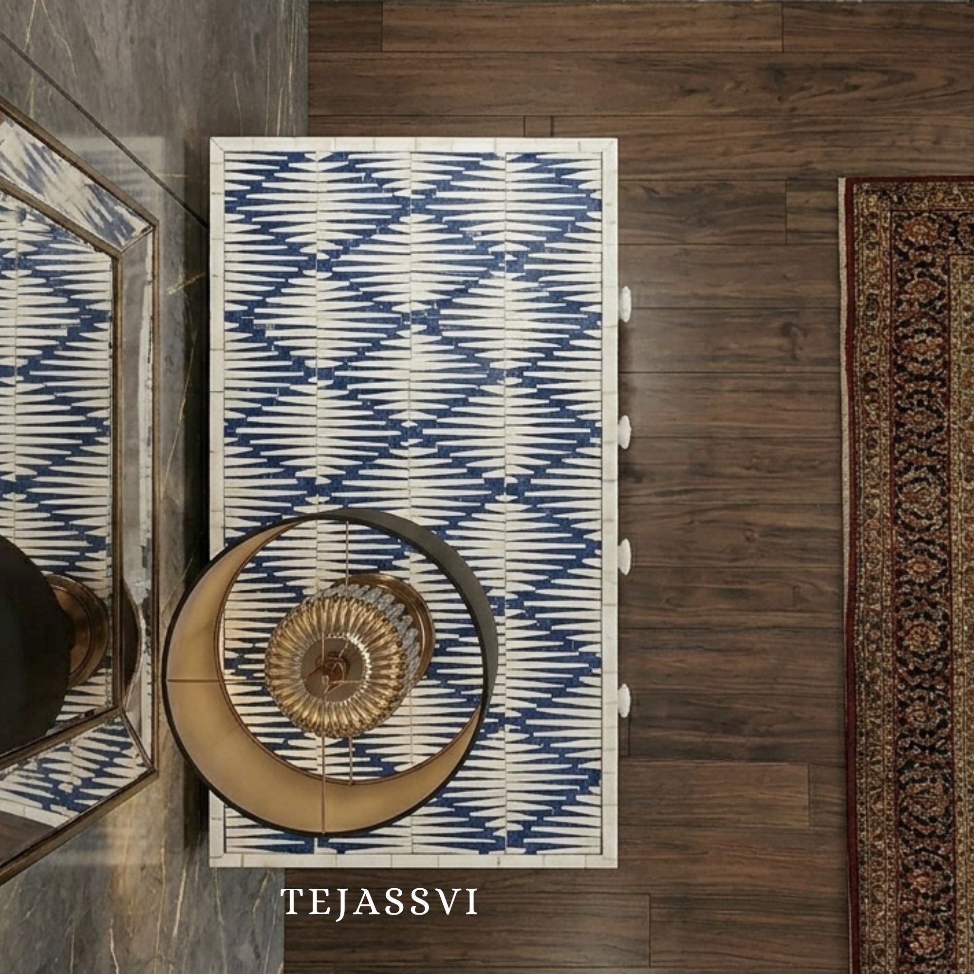 Bone Inlay Furniture - Bone inlay Sideboard With Brass Leg / Bone Inlay Chest of Drawers / Bone Inlay Drawers Dresser / Bone Inlay Console.