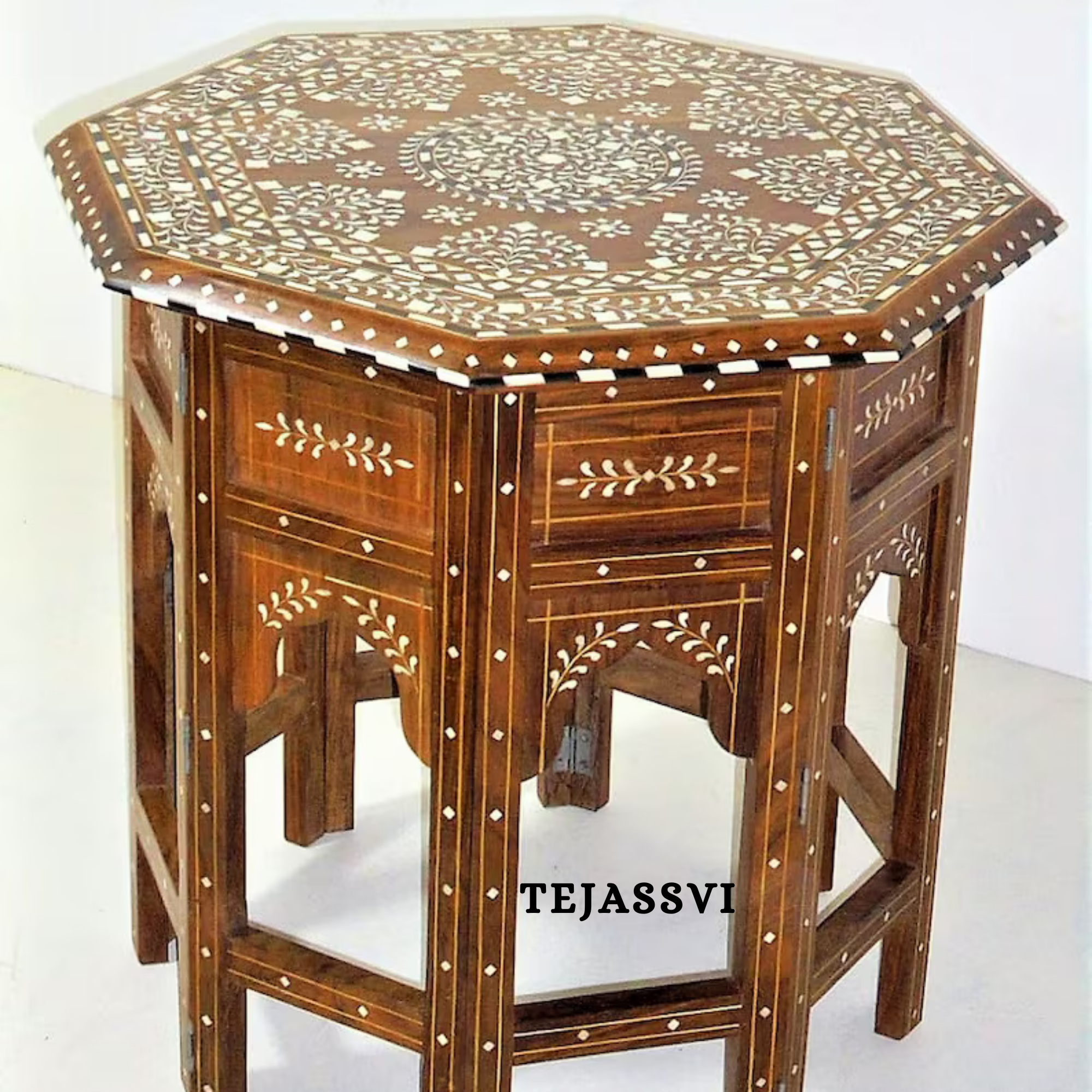 Handmade Wood Bone Inlay Modern Side Table / Wood Bone Inlay Table| Wood Bone Inlay Stool / Wood Bone Furniture  | Wooden Center Table | Luxury Furniture.