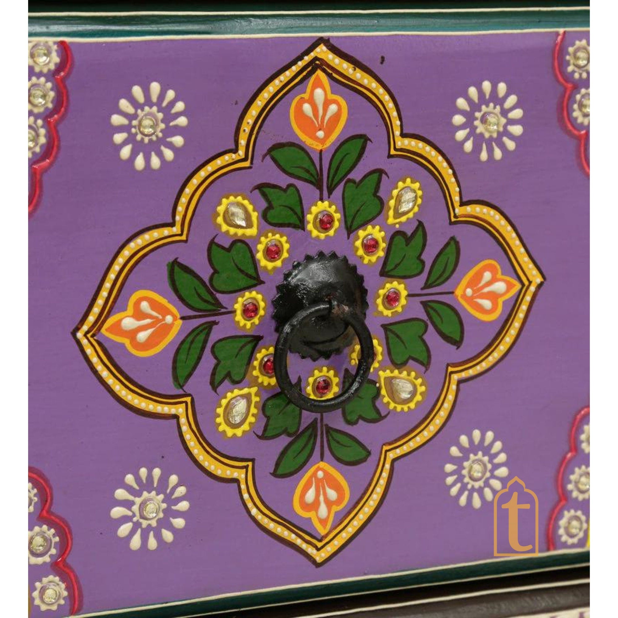 Indian Wooden Hand painted Wooden Chest Drawers / Side Table /  Chest of Drawers for Living Room | Traditional Side Table with Drawers | Bedside table.