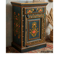 Indian Floral Designed Side Storage / Big Cabinet / Hand Painted Furniture / Wooden Big Cabinet / Living Room Furniture.