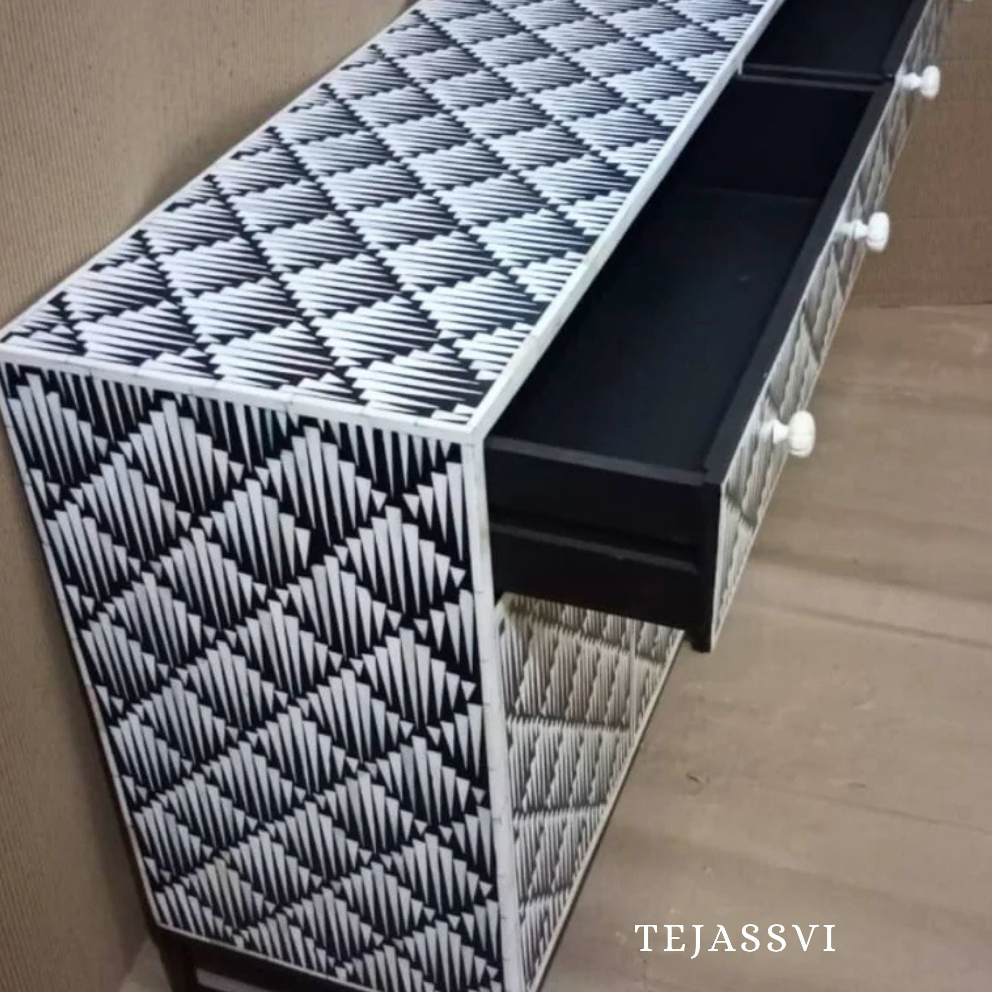 Bone Inlay Furniture - Bone inlay Sideboard With Brass Leg / Bone Inlay Chest of Drawers / Bone Inlay Drawers Dresser / Bone Inlay Console.