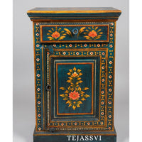 Indian Floral Designed Side Storage / Big Cabinet / Hand Painted Furniture / Wooden Big Cabinet / Living Room Furniture.