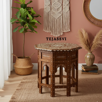 Handmade Wood Bone Inlay Modern Side Table / Wood Bone Inlay Table| Wood Bone Inlay Stool / Wood Bone Furniture  | Wooden Center Table | Luxury Furniture.