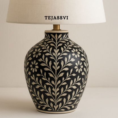 Wooden Bone Inlay Lamp / Bone Inlay Bed Room Lamp / Bedroom Décor Lamp / Handmade Inlay Table Lamp Home Decor Accent Light