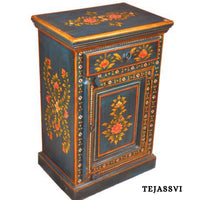 Indian Floral Designed Side Storage / Big Cabinet / Hand Painted Furniture / Wooden Big Cabinet / Living Room Furniture.