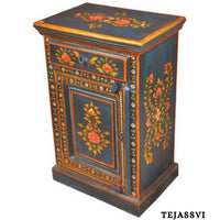 Indian Floral Designed Side Storage / Big Cabinet / Hand Painted Furniture / Wooden Big Cabinet / Living Room Furniture.