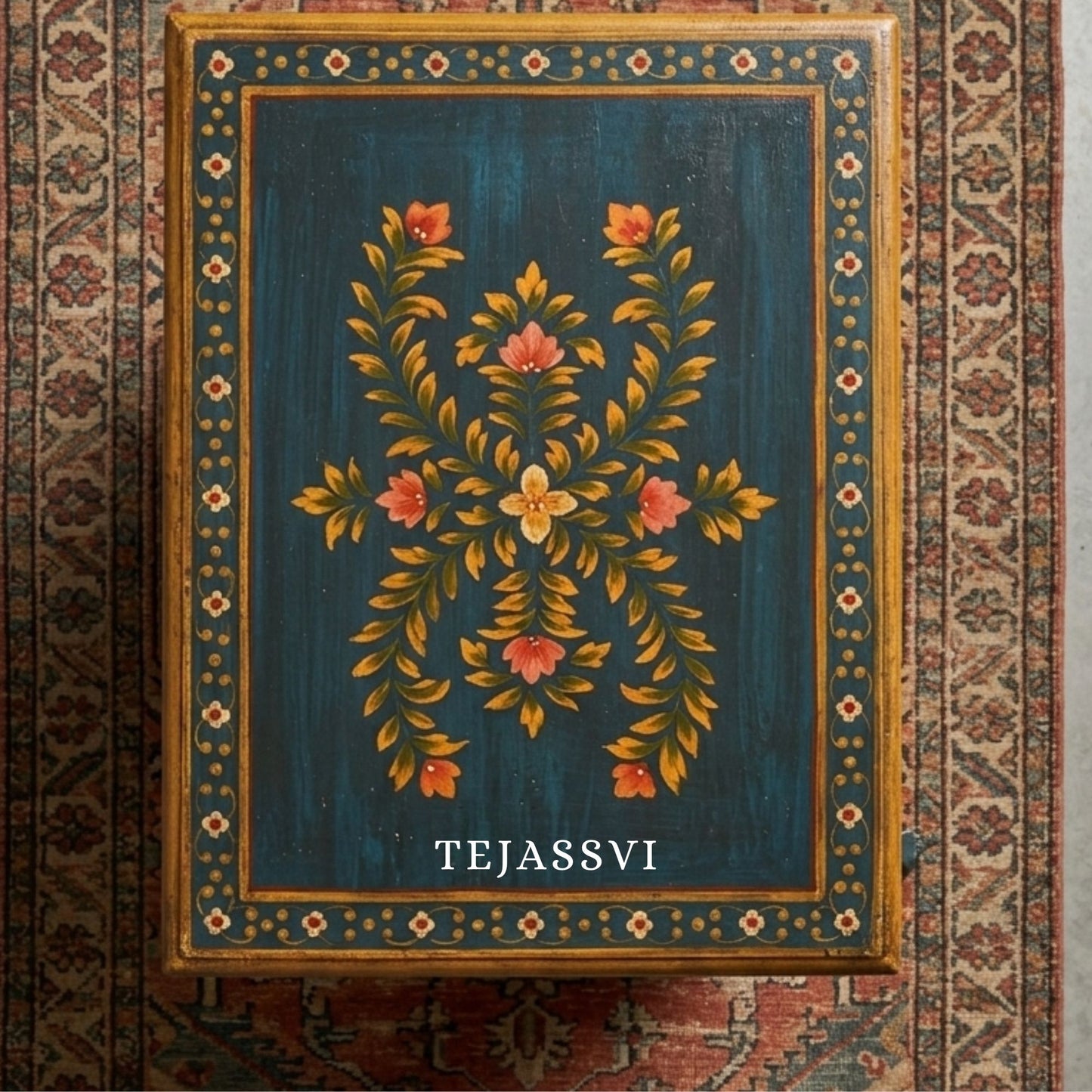 Indian Floral Designed Side Storage / Big Cabinet / Hand Painted Furniture / Wooden Big Cabinet / Living Room Furniture.