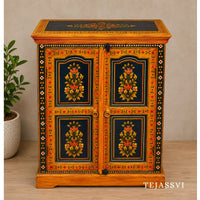 Indian Floral Designed Side Storage / Big Cabinet / Hand Painted Furniture / Wooden Big Cabinet / Living Room Furniture.