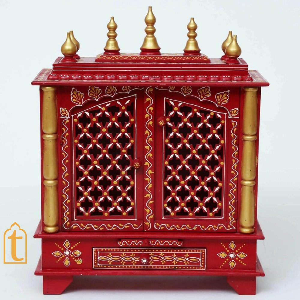 Handcrafted Wooden Temple Mandir: Indian Pooja Ghar, Wall Mount Decor