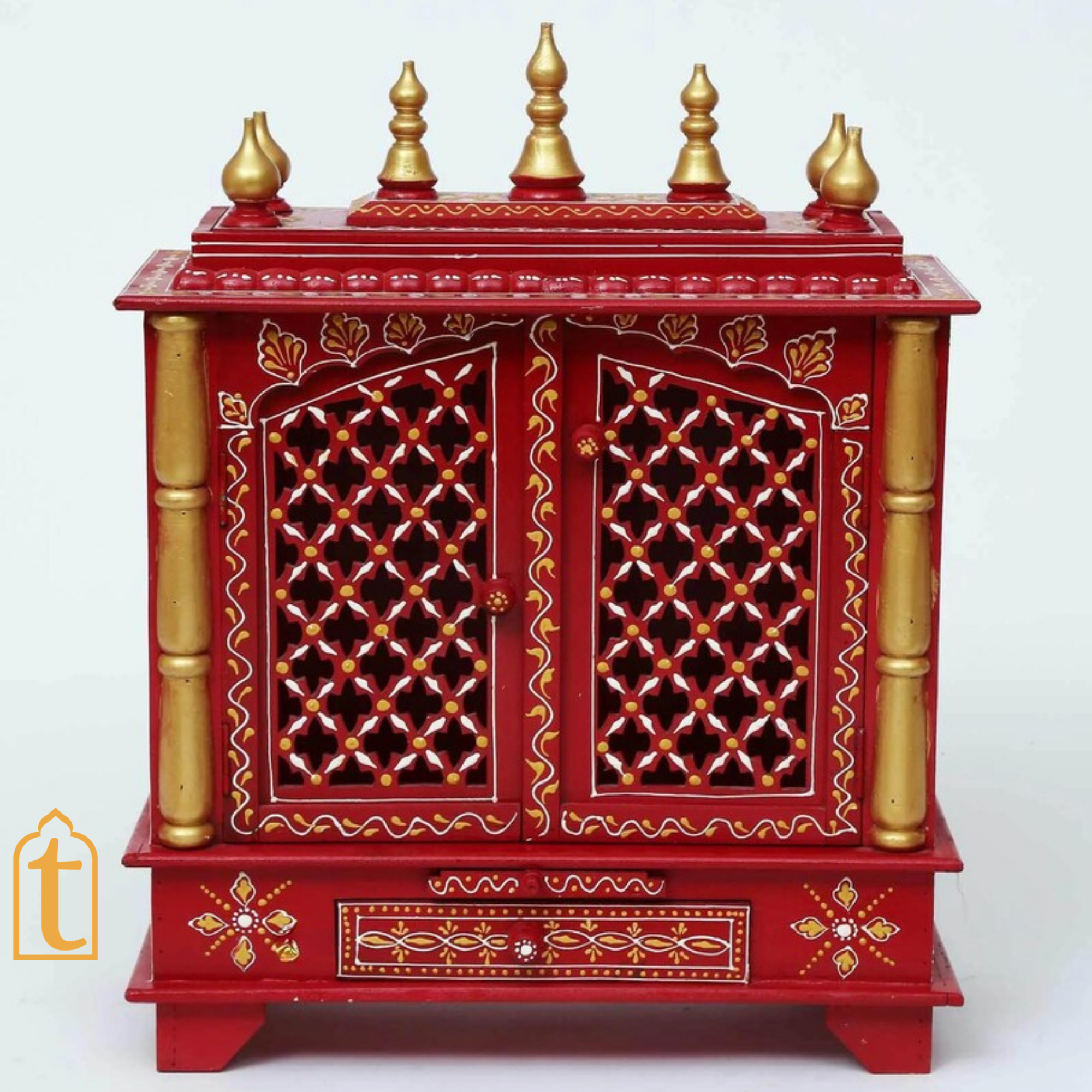 Handcrafted Wooden Temple Mandir: Indian Pooja Ghar, Wall Mount Decor