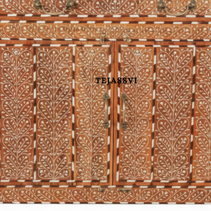 Handmade Wood Bone Inlay Modern Sideboards / Wood Bone Inlay Console | Wood Bone Inlay Cabinet With 2 Drawer & 2 Door Furniture  | Wooden Sideboards | Luxury Furniture.