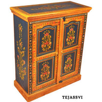 Indian Floral Designed Side Storage / Big Cabinet / Hand Painted Furniture / Wooden Big Cabinet / Living Room Furniture.