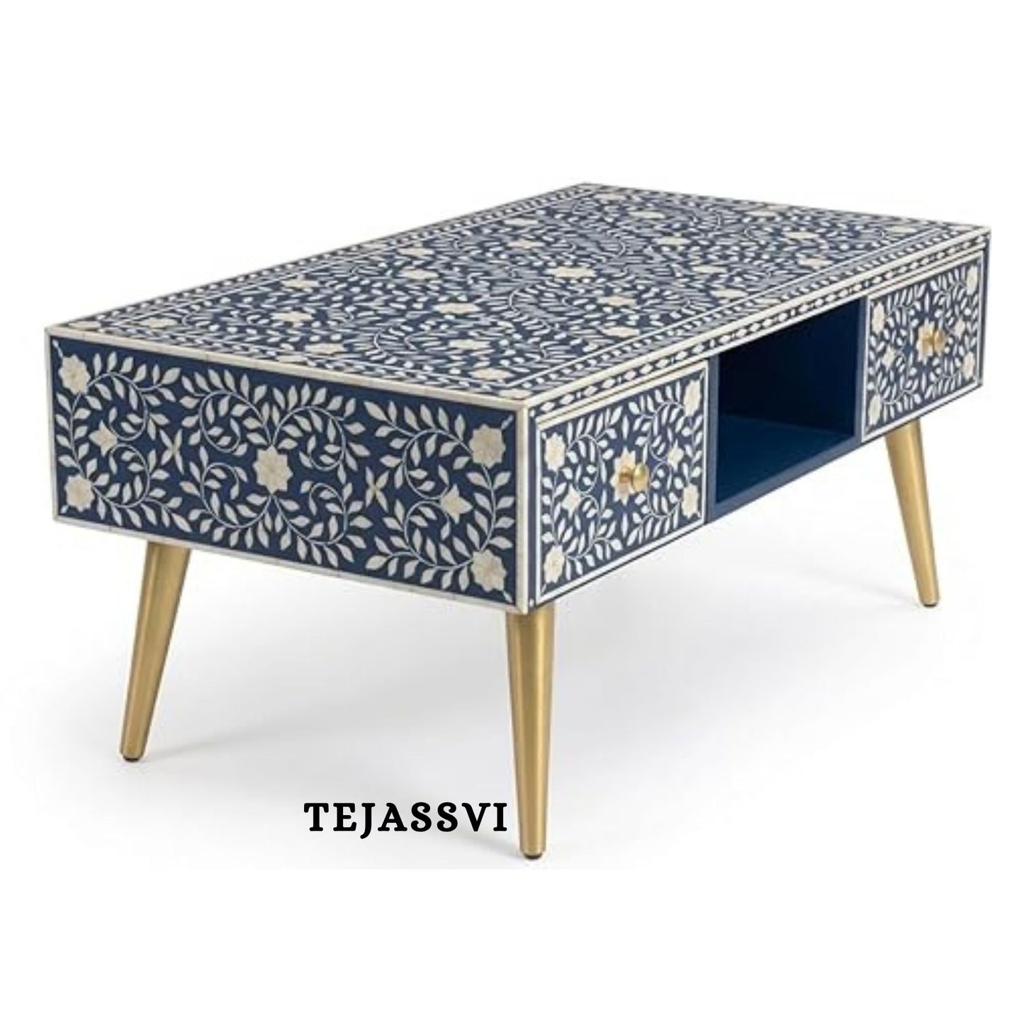 Wood Inlay Coffee Table / wood Inlay Coffee Table / Coffee Table / Floral Design Centre Table / wood Inlay Cocktail Table .