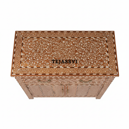 Handmade Wood Bone Inlay Modern Sideboards / Wood Bone Inlay Console | Wood Bone Inlay Cabinet With 2 Drawer & 2 Door Furniture  | Wooden Sideboards | Luxury Furniture.