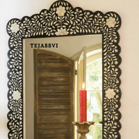 Bone Inlay Large Mirror Black Resin Wall Décor Mirror