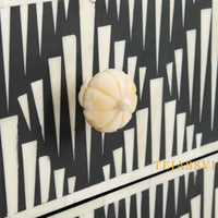 Handmade Bone Inlay Bedside Table For Black Color, Bone Inlay Table ,  Strip Design Bedside Table, Bone Inlay Cocktail Table